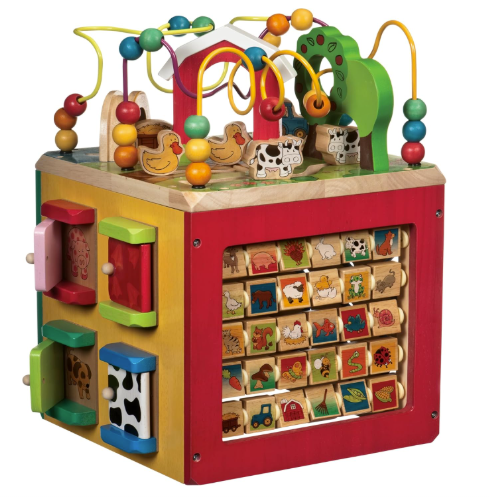 Toylix Activity Cube with Farm Theme – Educational Wooden Toys for Toddlers
