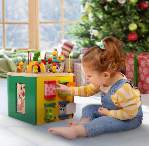 Toylix Activity Cube with Farm Theme – Educational Wooden Toys for Toddlers