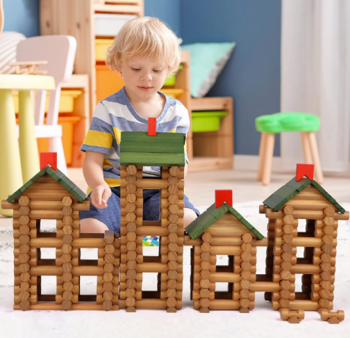 Toylix Wooden Logs Set Classic Building Toys for Kids